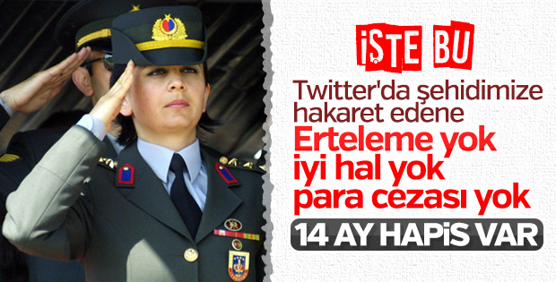 Şehit Yarbay Songül Yakut'a hakarete 14 ay ceza