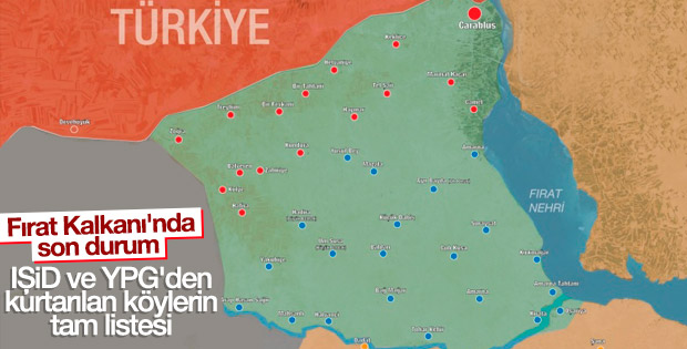 Cerablus'ta operasyonların ardından alınan bölgeler