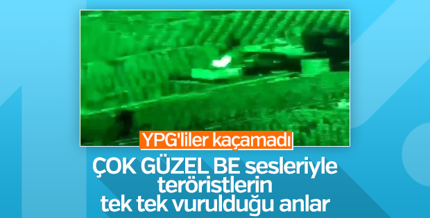 YPG'li teröristlerin vurulma anı