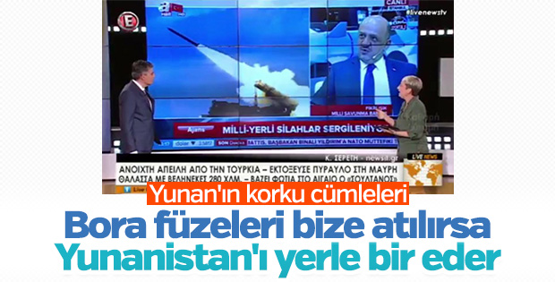 Yunanlar: Bora füzesi ülkenin ortasına kadar ulaşır