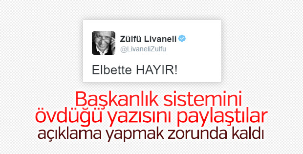 Livaneli'den başkanlığı öven yazısı hakkında açıklama