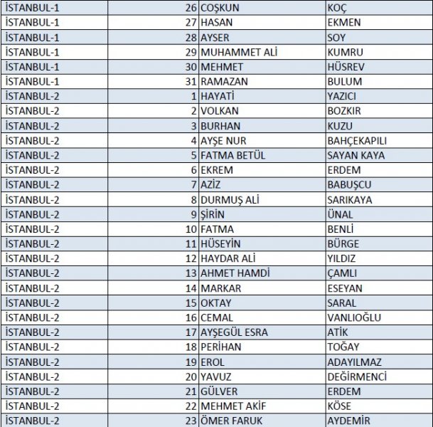 AK Parti'nin 1 Kasım milletvekili aday listesi