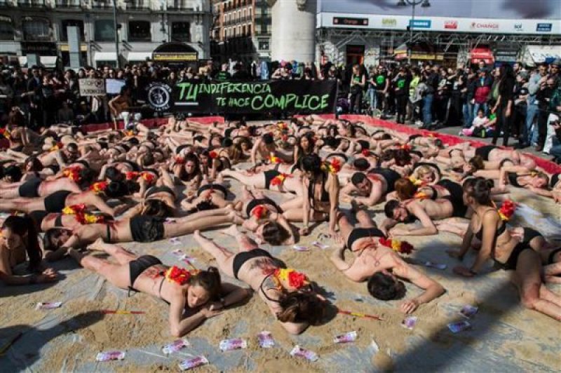 Madrid'de boğa güreşlerini protesto ettiler