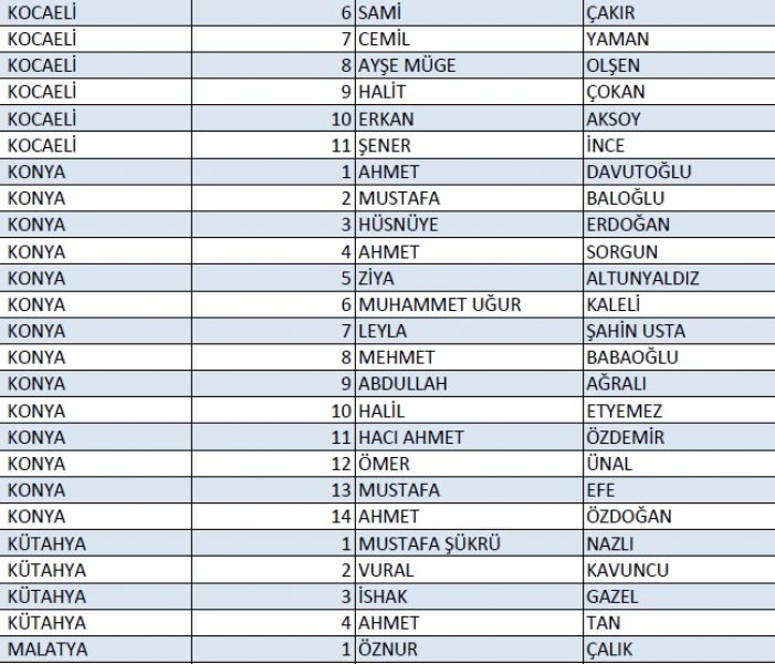 AK Parti'nin 1 Kasım milletvekili aday listesi