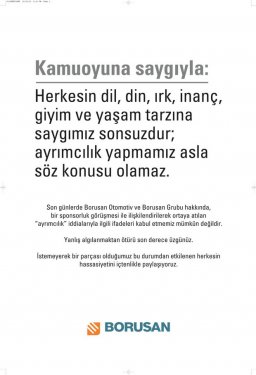 Borusan'dan gazetelere tam sayfa ilan 