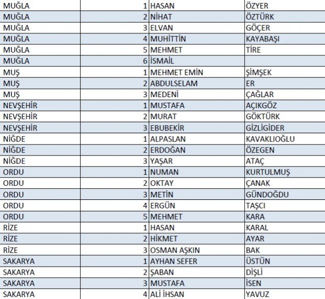 AK Parti'nin 1 Kasım milletvekili aday listesi