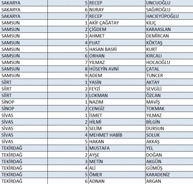 AK Parti'nin 1 Kasım milletvekili aday listesi