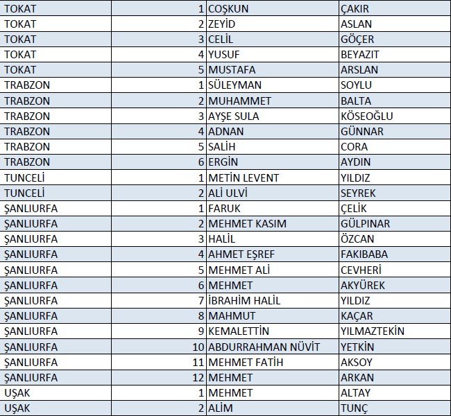 AK Parti'nin 1 Kasım milletvekili aday listesi