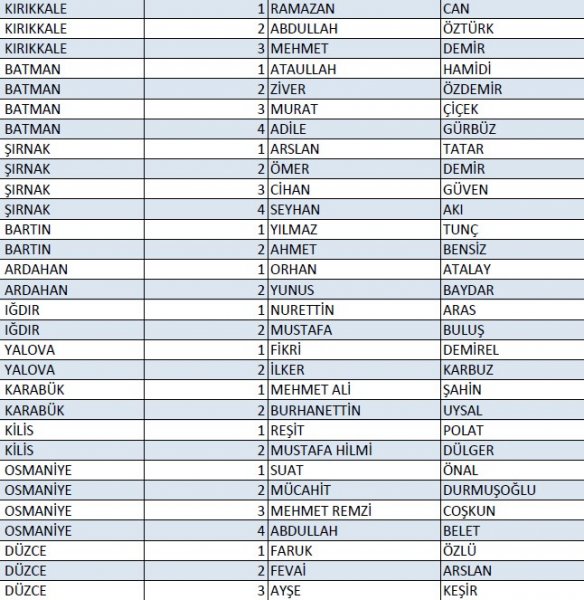 AK Parti'nin 1 Kasım milletvekili aday listesi
