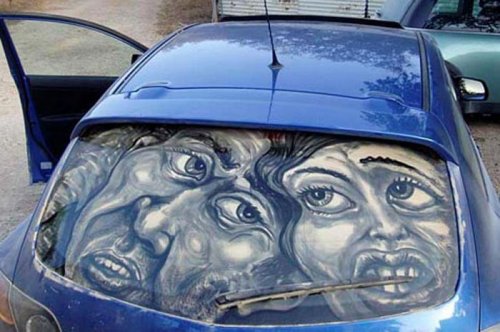 Kirli araba camları ile sanat 