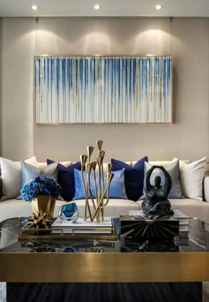 Dekorasyonda mavi ve beyaz uyumu 