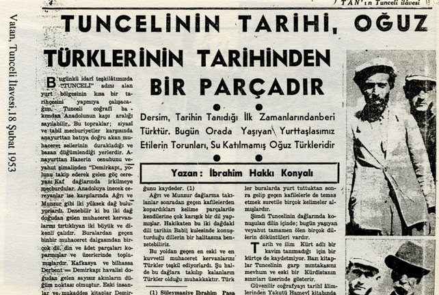 Dönemin Dersim manşetleri