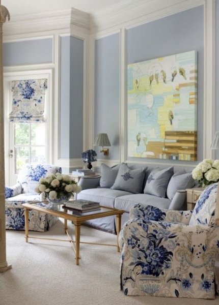 Dekorasyonda mavi ve beyaz uyumu 