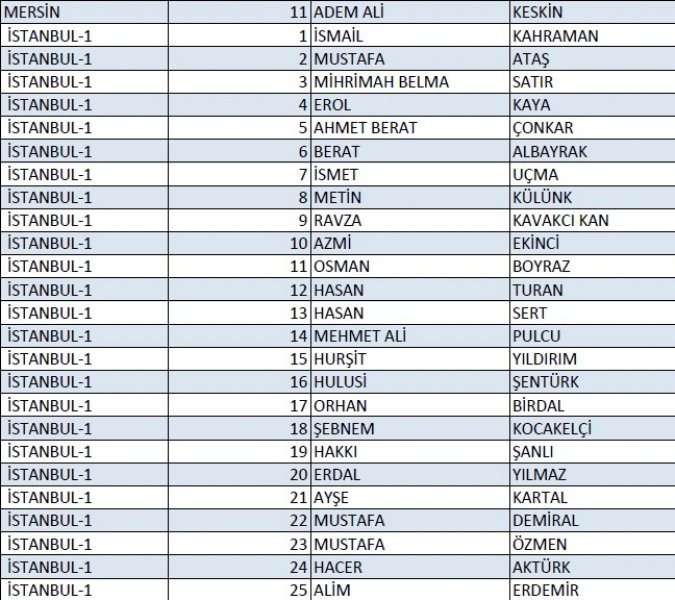 AK Parti'nin 1 Kasım milletvekili aday listesi