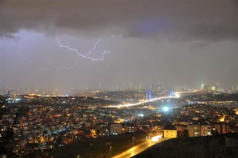 İstanbul'da yağan dolu Taksim'i beyaza bürüdü