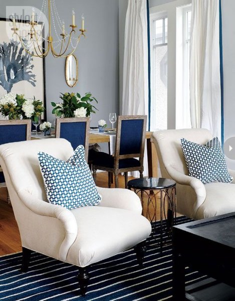 Dekorasyonda mavi ve beyaz uyumu 