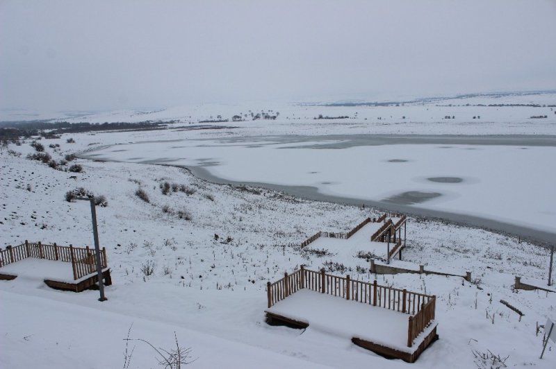 Elazığ’da Cip Barajı soğuk hava yüzünden buz tuttu