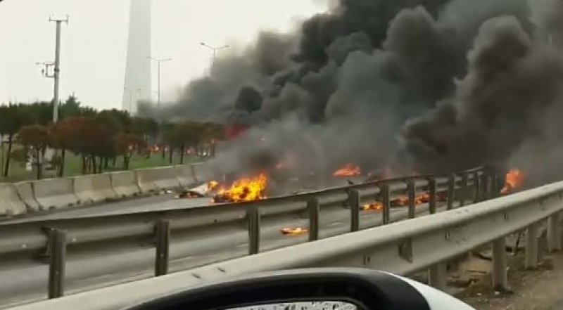 Büyükçekmece'deki helikopter kazasından görüntüler