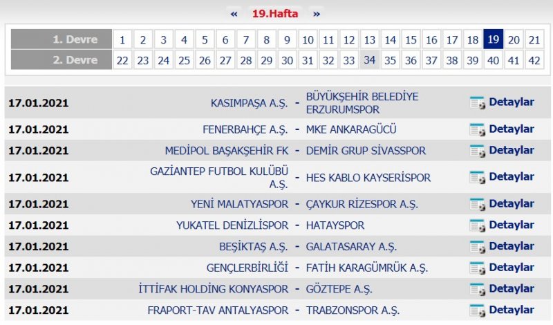 Süper Lig 2020-2021 sezonu fikstürü