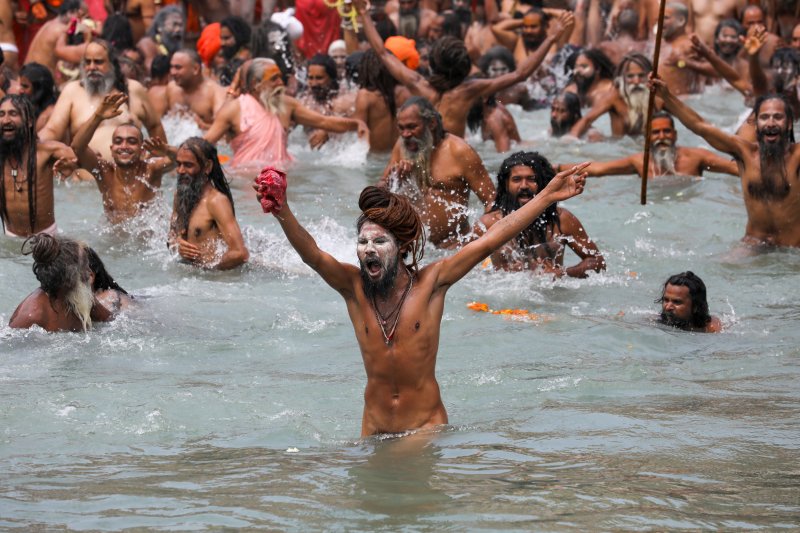 Millions of people in India bathed in the river for the holy day
