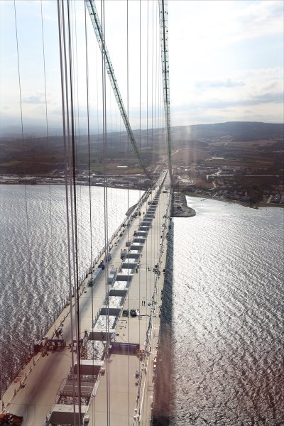 '1915 Çanakkale Köprüsü' 318 metre yükseklikten görüntülendi