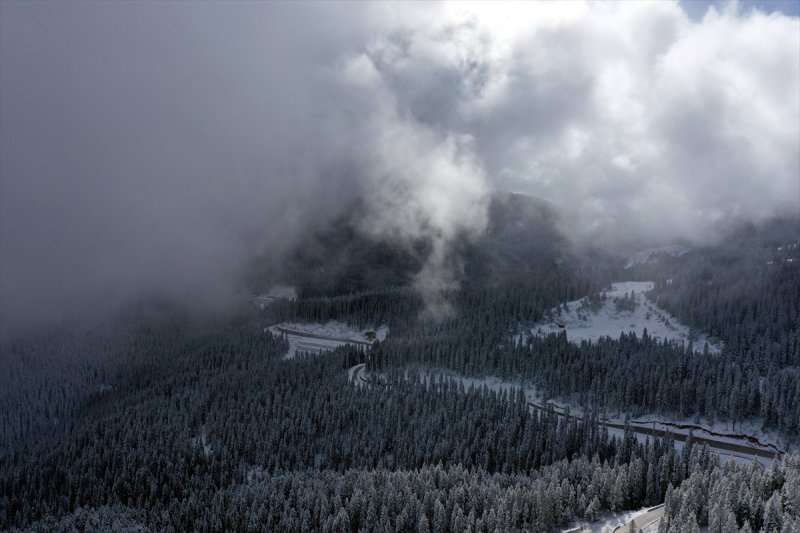 Ilgaz Dağı, kar yağışıyla beyaza büründü