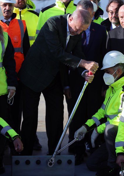 Cumhurbaşkanı Recep Tayyip Erdoğan'ın son tabliye montajından kareler