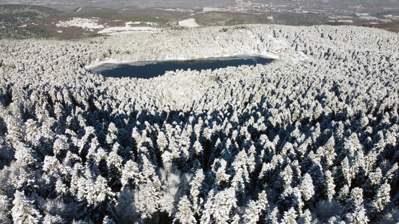 Bolu'da yağan kar görsel şölen oluşturdu