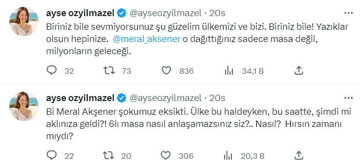 Ünlü isimlerden Meral Akşener'e tepki