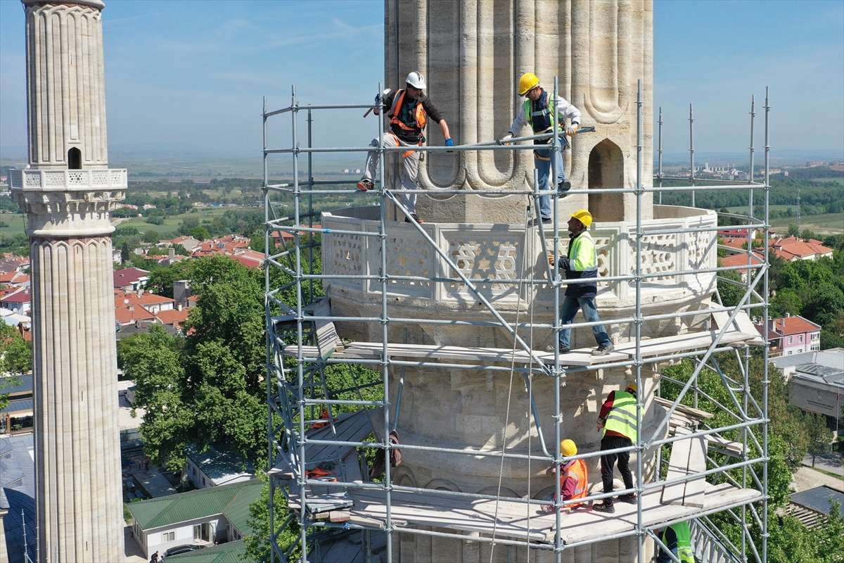 Selimiye Camii'nde 3 minarenin restorasyonu tamamlandı