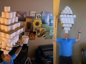 Kafasının üzerinde 101 tuvalet kağıdı taşıdı, rekor kırdı