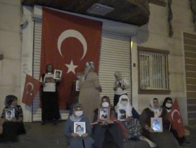 Diyarbakır'da evlat nöbetindeki aileler, HDP binasına Türk bayrağı astı