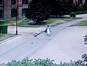 Çin'de kız çocuğu düşen saksıdan şans eseri kurtuldu