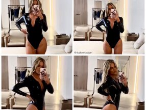 Khloe Kardashian, siyah lateks body giydi