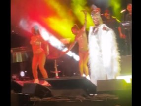 Ajda Pekkan, konserde bacaklarını gösterdi