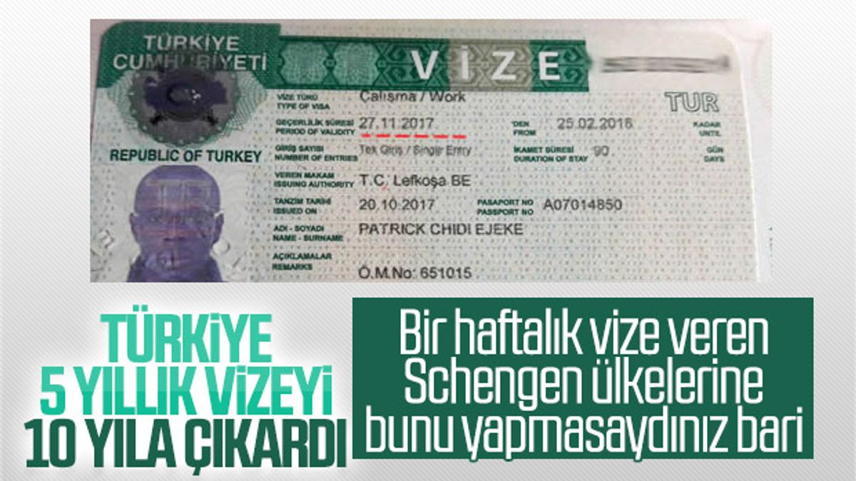 Yabancılara vize süresi 10 yıla çıkarıldı