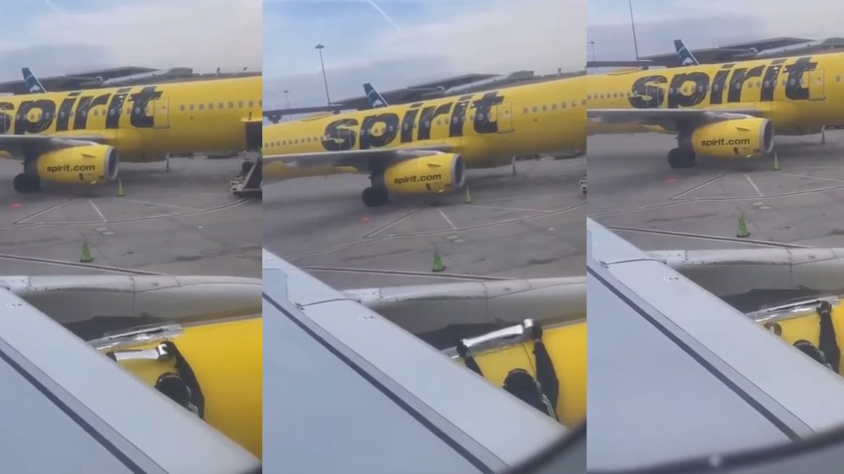 Wing of US-based Spirit Airlines plane taped before takeoff