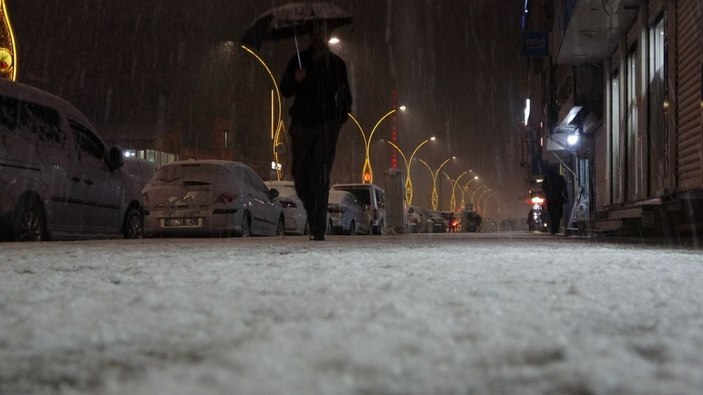 Yüksekova'da Mart ayında lapa lapa kar yağdı