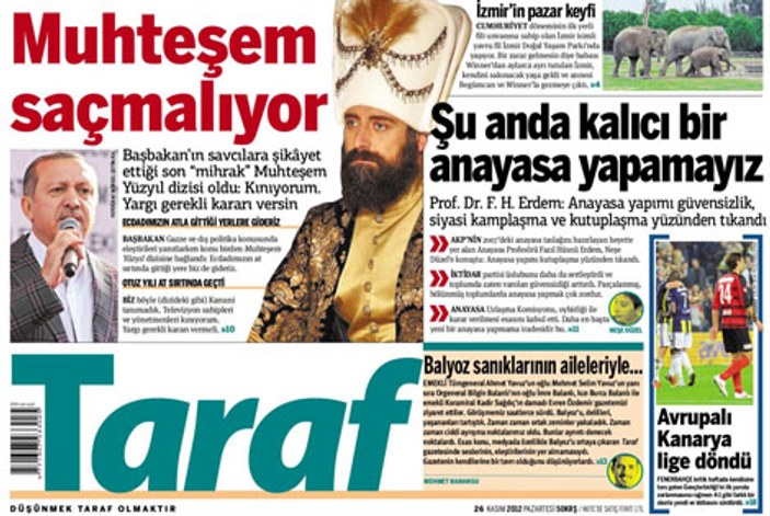 Taraf'tan Erdoğan'a Muhteşem Yüzyıl tepkisi