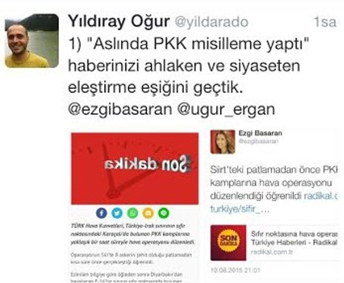 Hürriyet haberciliği: PKK misilleme yaptı