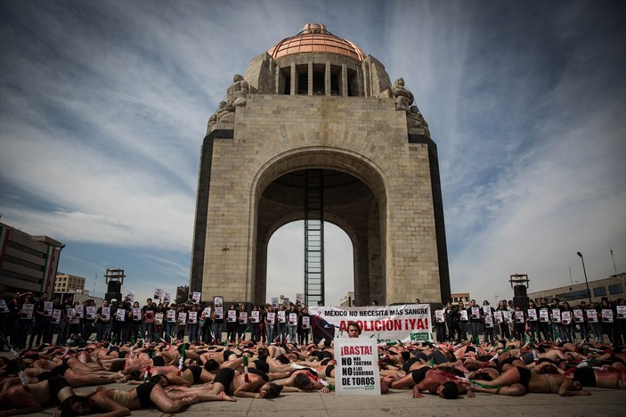 Meksika'da boğa güreşi protestosu