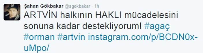Şahan Gökbakar'dan Artvin eylemcilerine destek