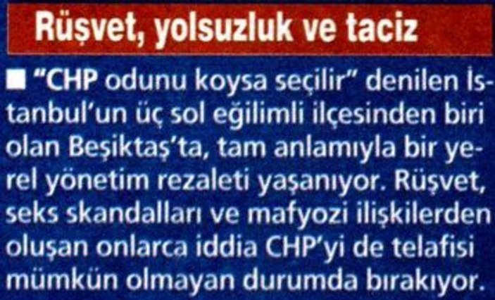 CHP'li Yurt gazetesinde CHP'li başkana ağır sözler