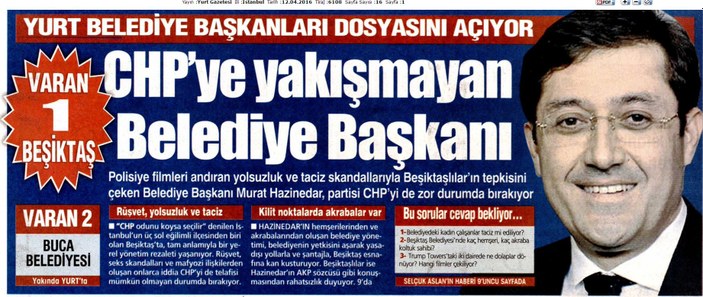 CHP'li Yurt gazetesinde CHP'li başkana ağır sözler