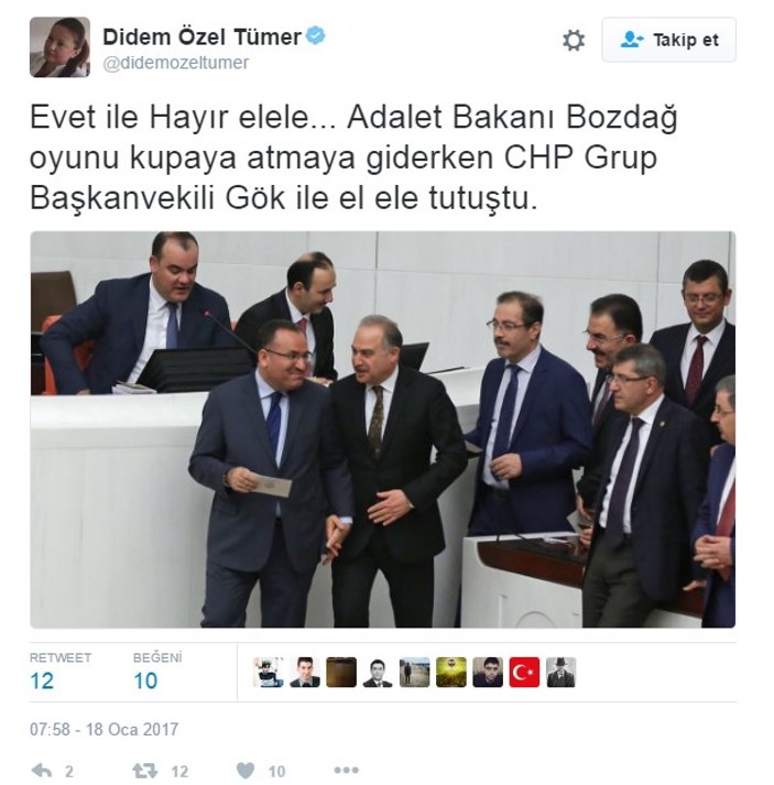 Bakan Bozdağ ile CHP'li Gök el ele oy kullandı