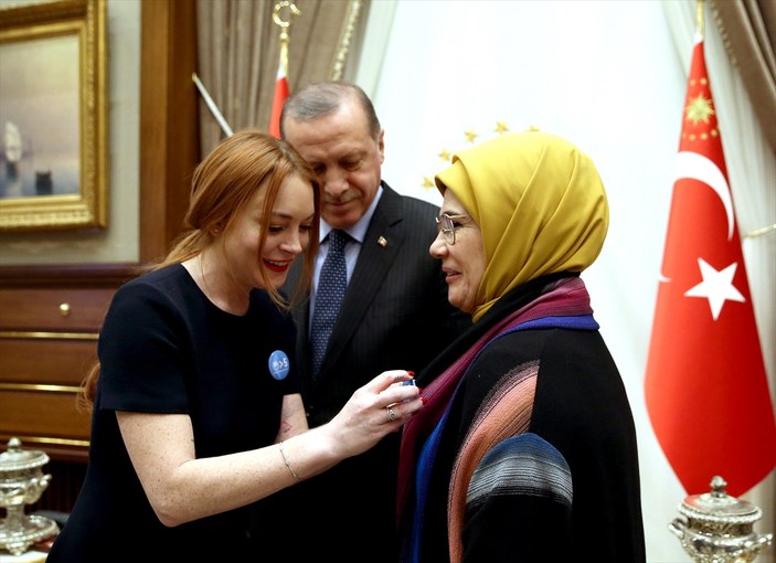 Cumhurbaşkanı Erdoğan Lindsay Lohan'ı kabul etti