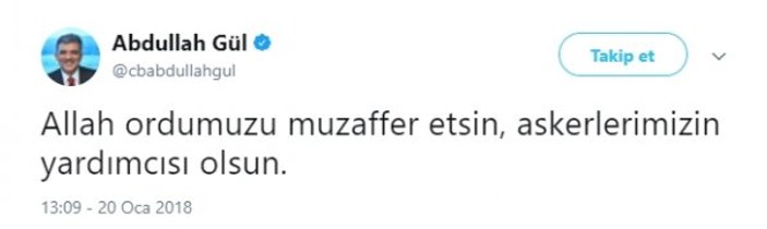 Abdullah Gül'ün Afrin tweet'i
