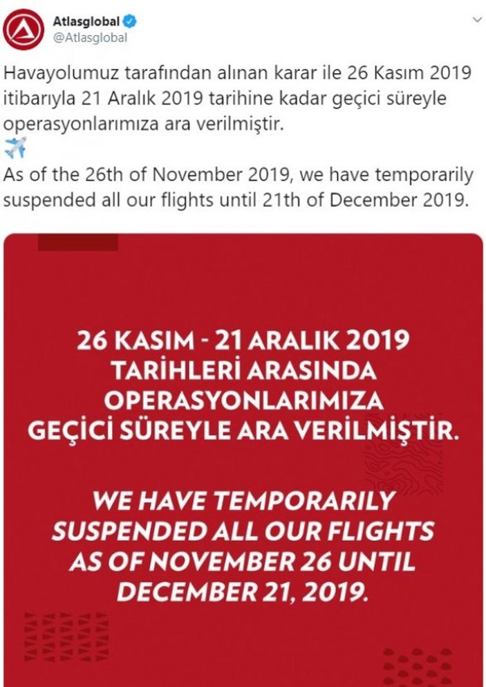 Atlasglobal'de uçuşlara ekonomi engeli