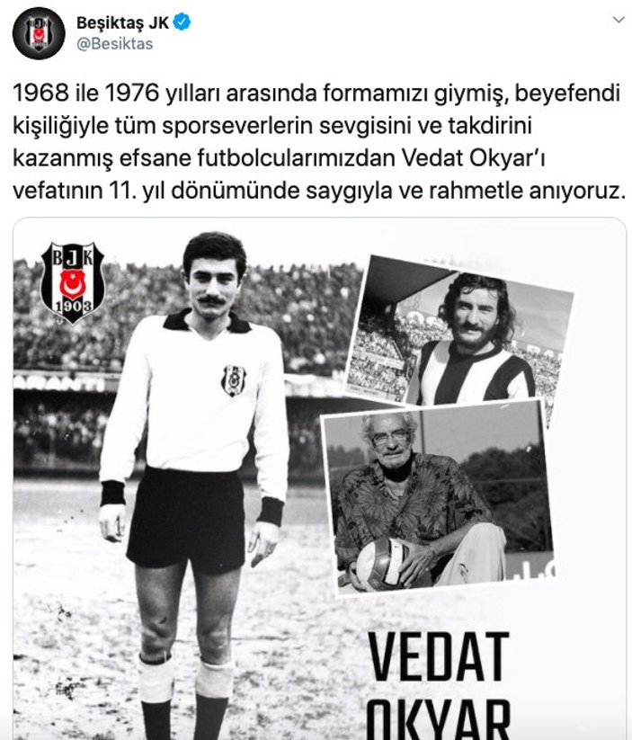 Beşiktaş Vedat Okyar'ı andı