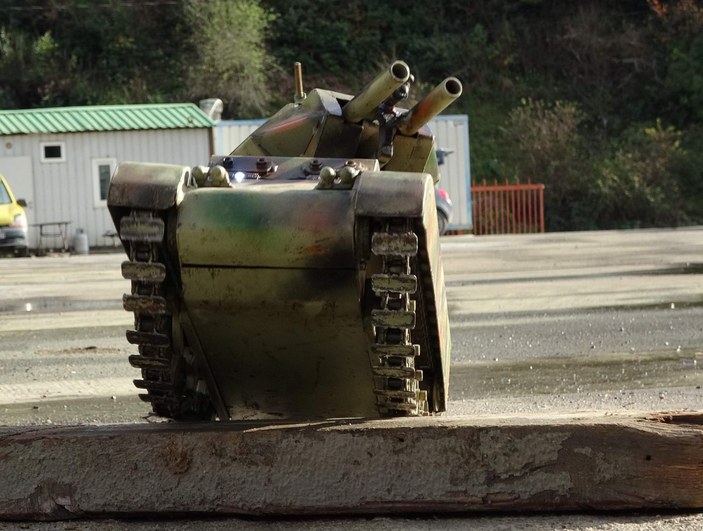 Hurda parçalarından mini tank yapan Trabzonlu